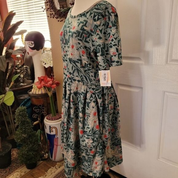 COPY - New Amelia Dress Plus Size 3X 3XL Rockabilly Retro Green Nordic Fair Isle - Picture 5 of 7